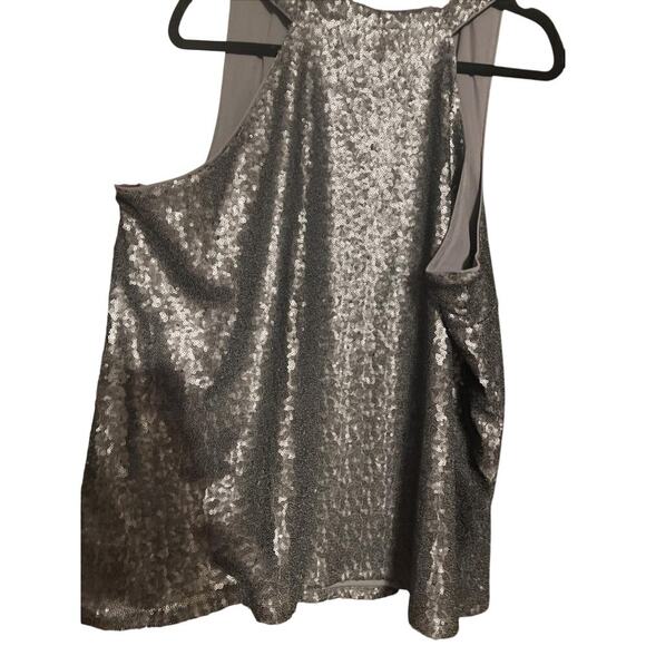 NWT Lane Bryant Silver sequin sleeveless Blouse Tank Top Sparkle Feminine VTG - Picture 4 of 8